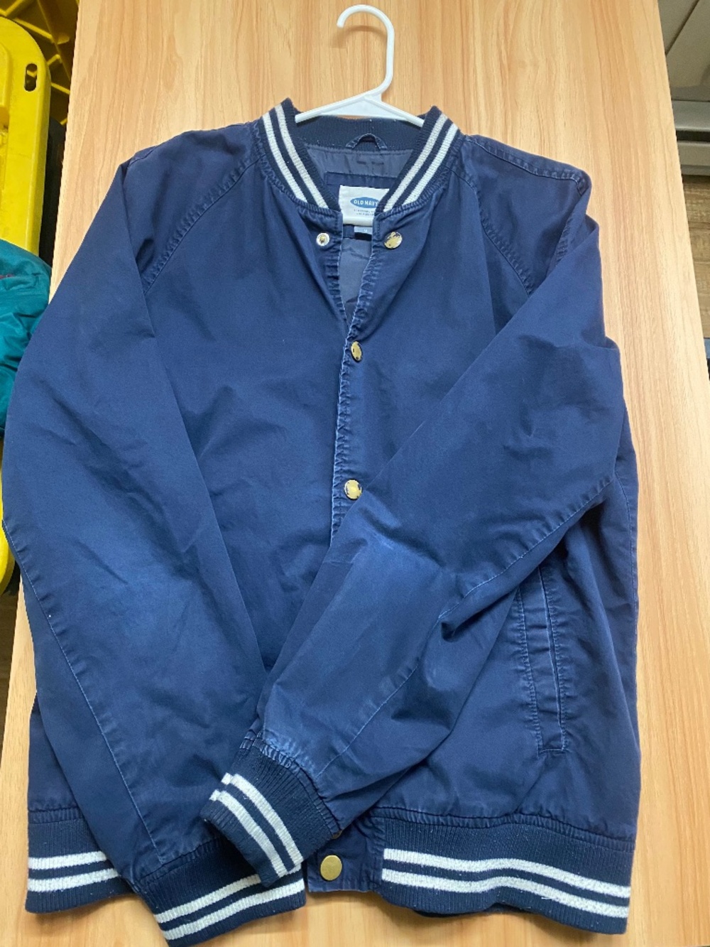 Old Navy Navy Blue Varsity Bomber Jacket - Size M